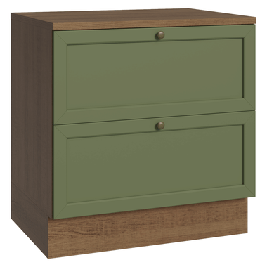 Mueble de Cocina Bajo Vik 80 cm 2 Cajones Marrón/Verde