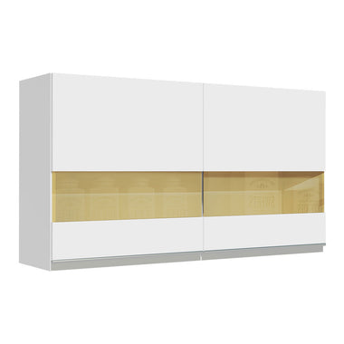 Mueble de Cocina Superior Glamy 1.20 m 2 Puertas con Cristal Reflex Blanco