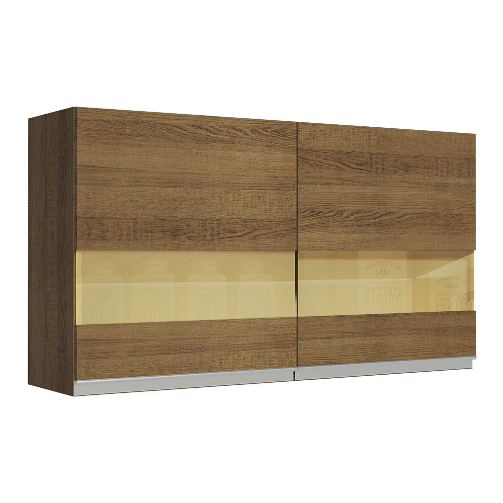Mueble de Cocina Superior Glamy 1.20 m 2 Puertas con Cristal Reflex Marrón