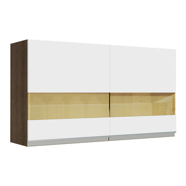 Mueble de Cocina Superior Glamy 1.20 m 2 Puertas con Cristal Reflex Marrón/Blanco