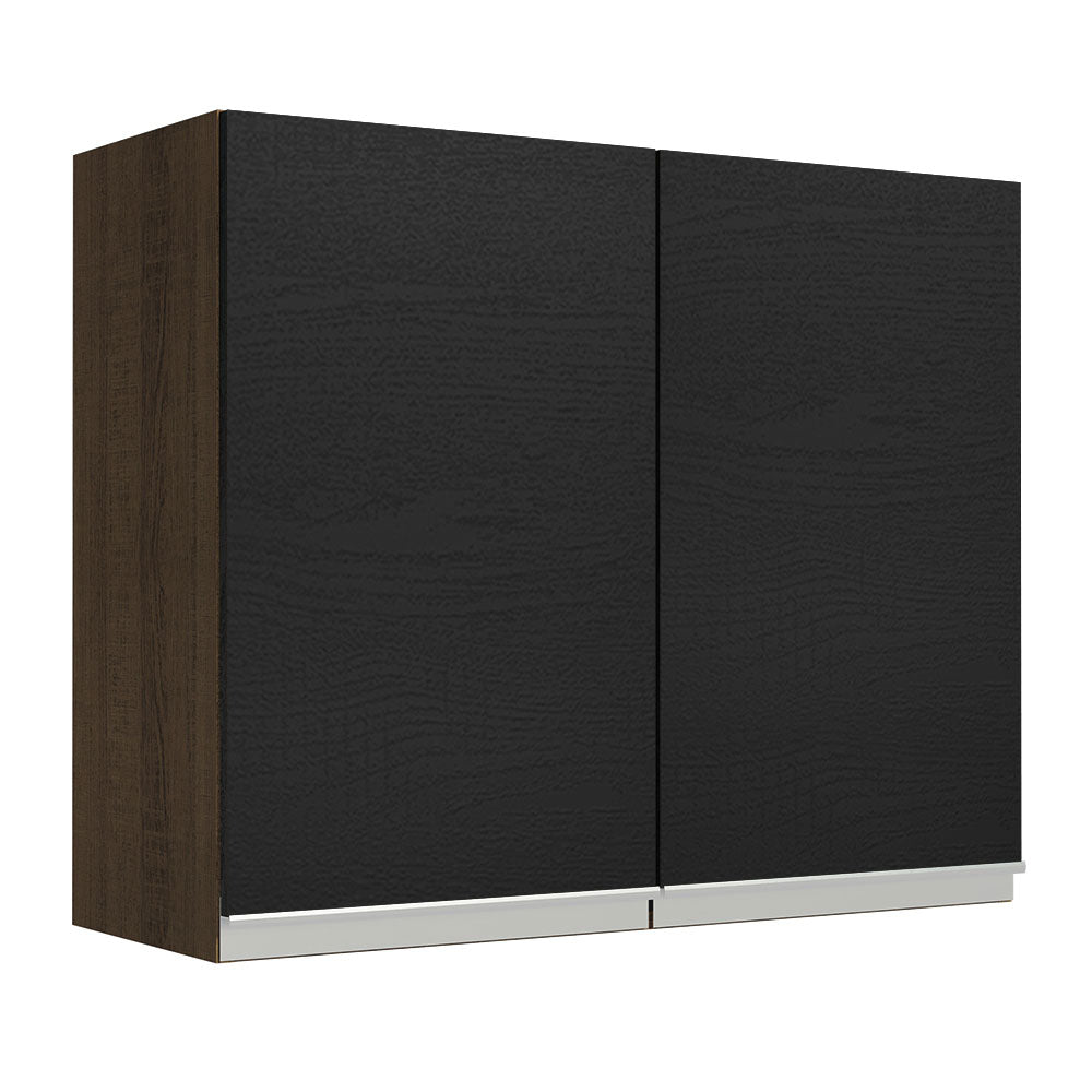 Mueble de Cocina Superior Glamy 80 cm 2 Puertas Marrón/Negro