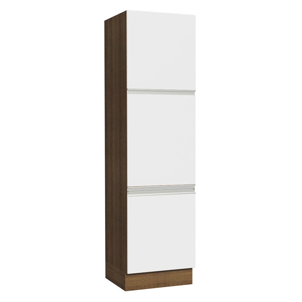 Mueble de Cocina Armario Vertical Glamy 3 Puertas Marrón/Blanco