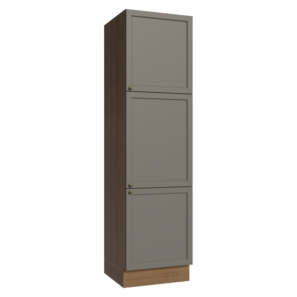 Mueble de Cocina Armario Vertical Vik 60 cm con 3 Puertas Marrón/Gris