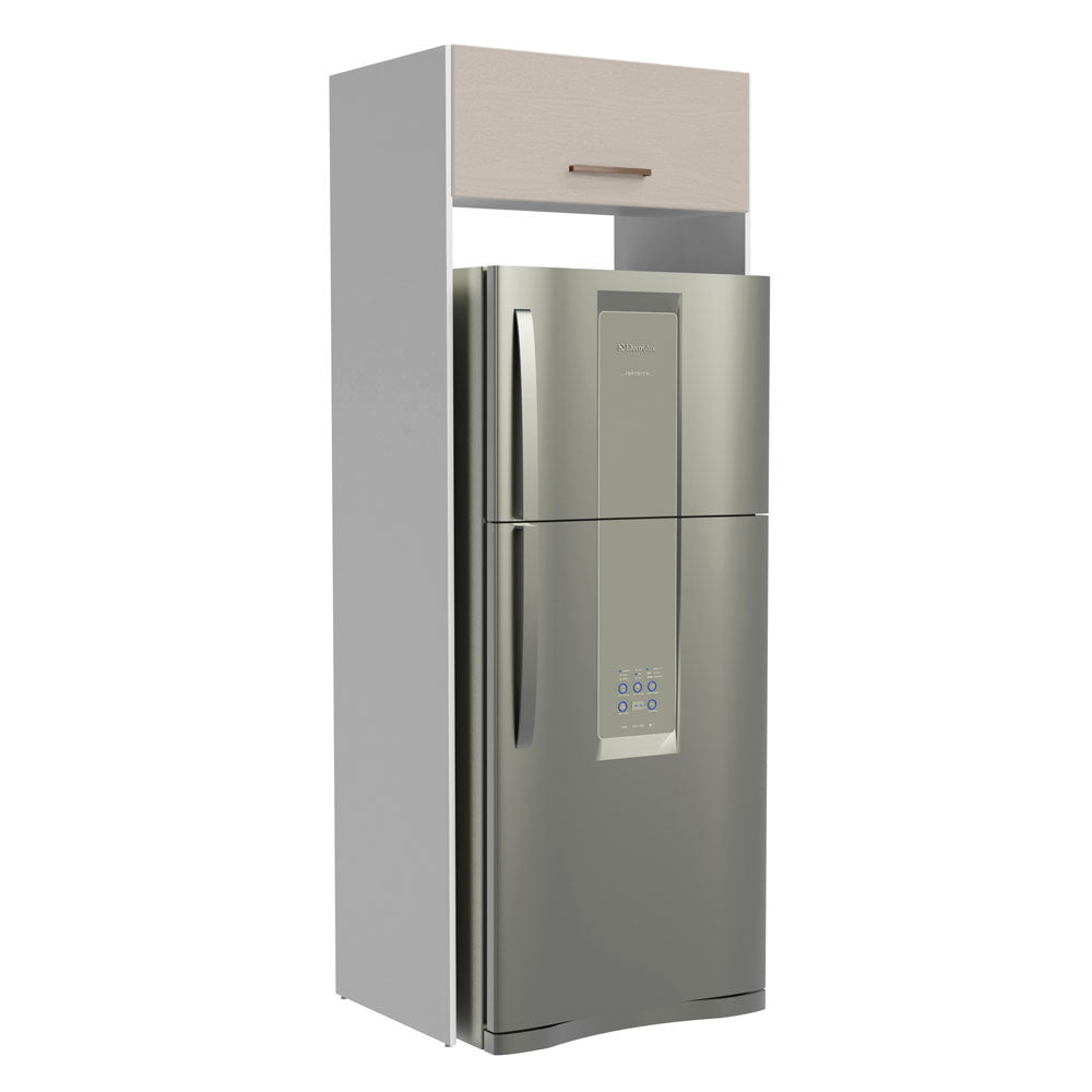 Mueble de Cocina para Nevera Agata 1 Puerta Abatible Blanco/Crema