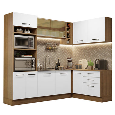 Cocina Integral de Esquina Agata 4.00 m Marrón/Blanco 01