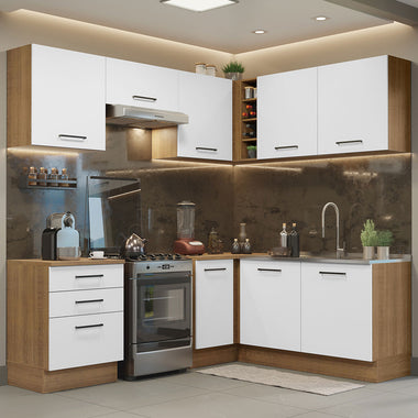 Cocina Integral de Esquina Agata 4.00 m Marrón/Blanco 02