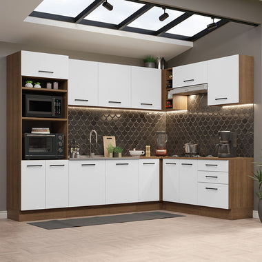 Cocina Integral de Esquina Agata 4.80 m Marrón/Blanco 01