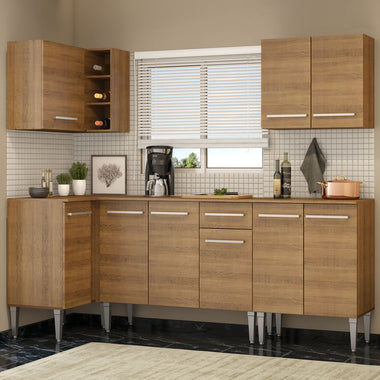 Cocina Integral de Esquina Emilly Open 2.90 m Marrón