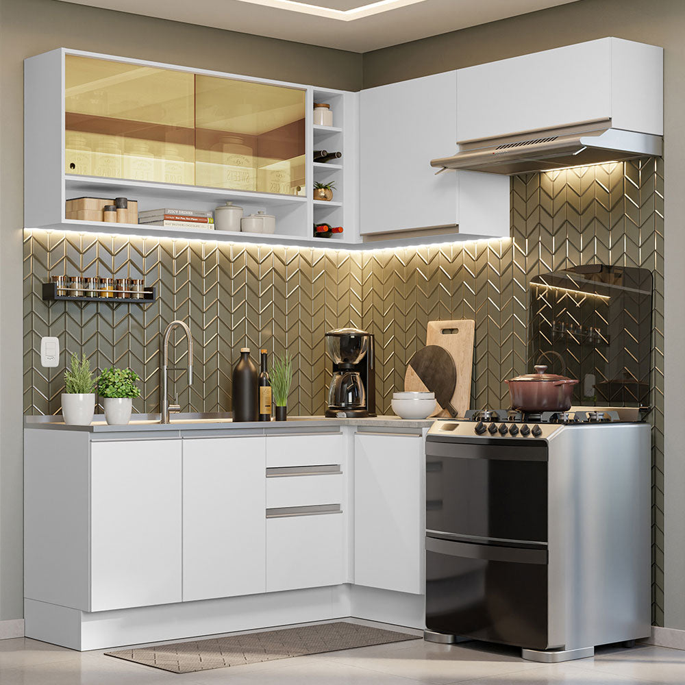 Cocina Integral de Esquina Glamy 3.50 m Blanco 06