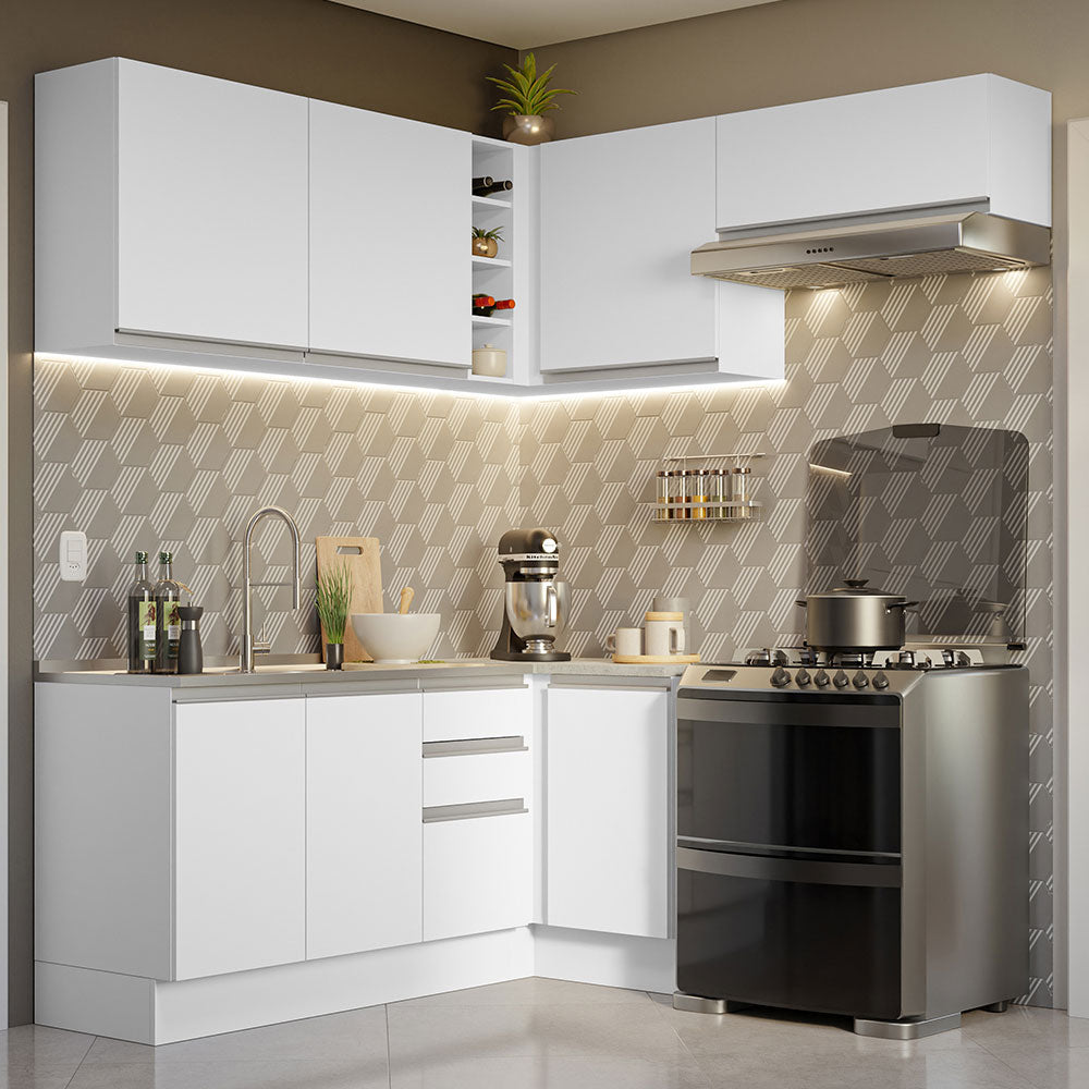 Cocina Integral de Esquina Glamy 3.50 m Blanco 07