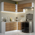 Cocina Integral de Esquina Glamy 3.50 m Blanco/Marrón 07