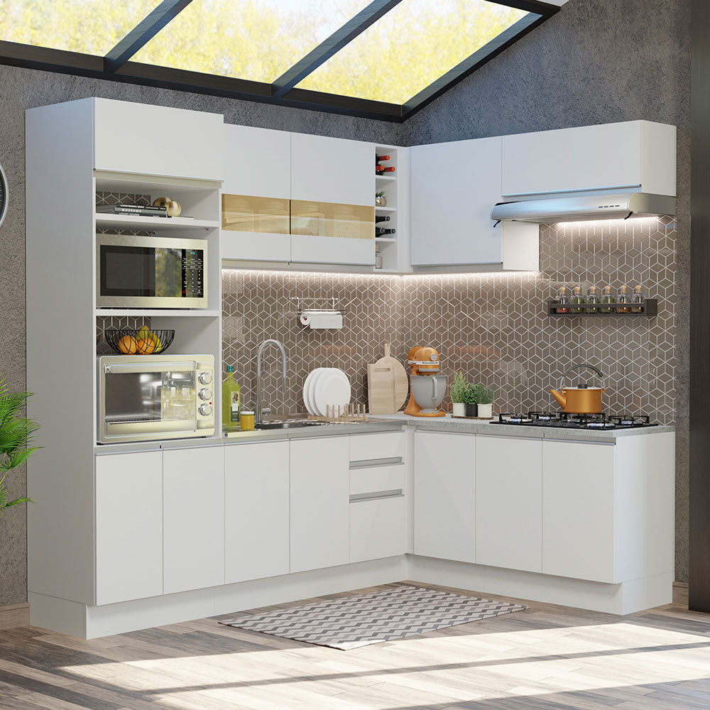 Cocina Integral de Esquina Glamy 4.20 m Blanco 01