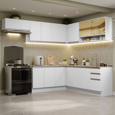 Cocina Integral de Esquina Glamy 4.70 m Blanco 01
