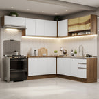 Cocina Integral de Esquina Glamy 4.70 m Marrón/Blanco 01
