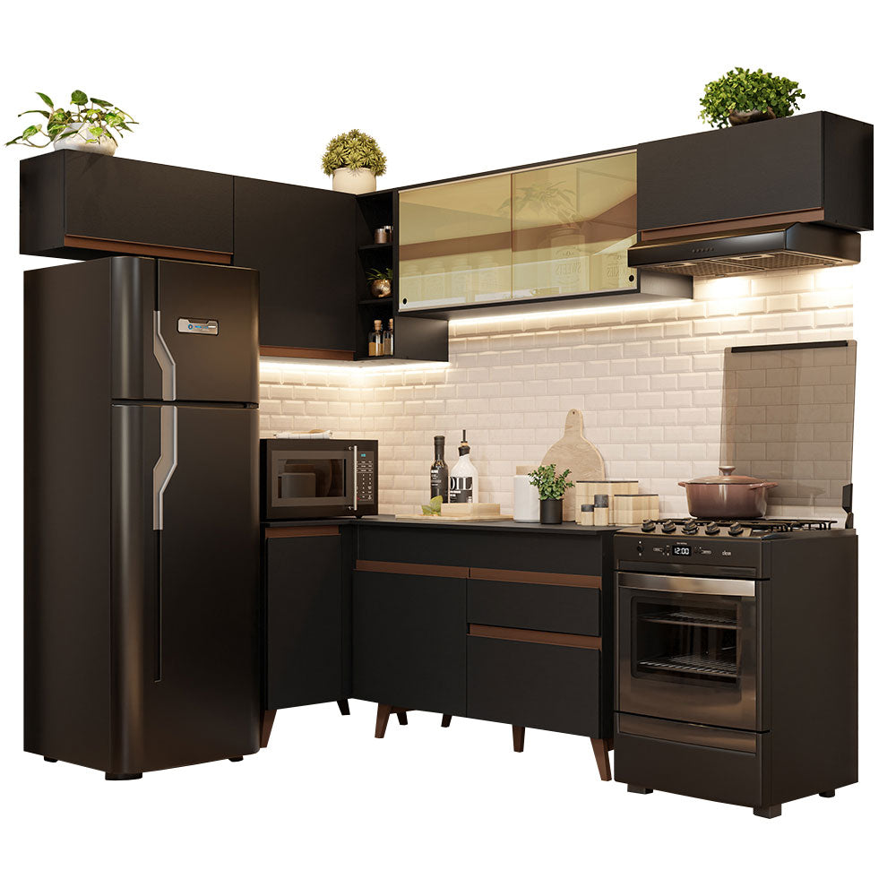 Cocina Integral de Esquina Reims 4.00 m con Encimera Negro 04