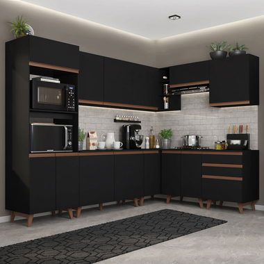 Cocina Integral de Esquina Reims 4.60 m con Encimera Negro 01