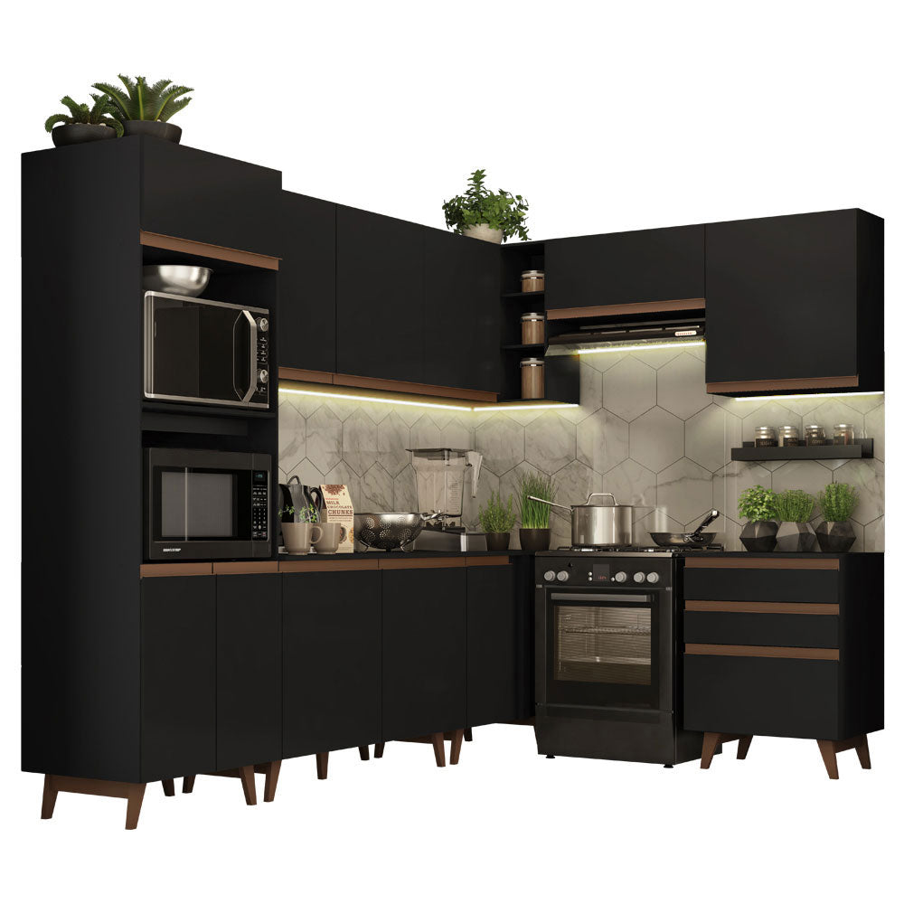 Cocina Integral de Esquina Reims 4.60 m con Encimera Negro 02