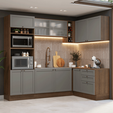 Cocina Integral de Esquina Vik 4.00 m Marrón/Gris 01