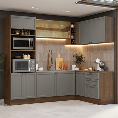 Cocina Integral de Esquina Vik 4.00 m Marrón/Gris 02