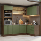Cocina Integral de Esquina Vik 4.00 m Marrón/Verde 02