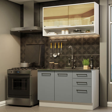 Cocina Integral Agata 1.20 Metros Blanco/Gris 02