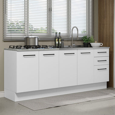 Kit 2 Muebles de Cocina Bajo Agata 2.00 Metros Blanco
