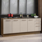 Kit 2 Muebles de Cocina Bajo Agata 2.00 Metros Marrón/Crema