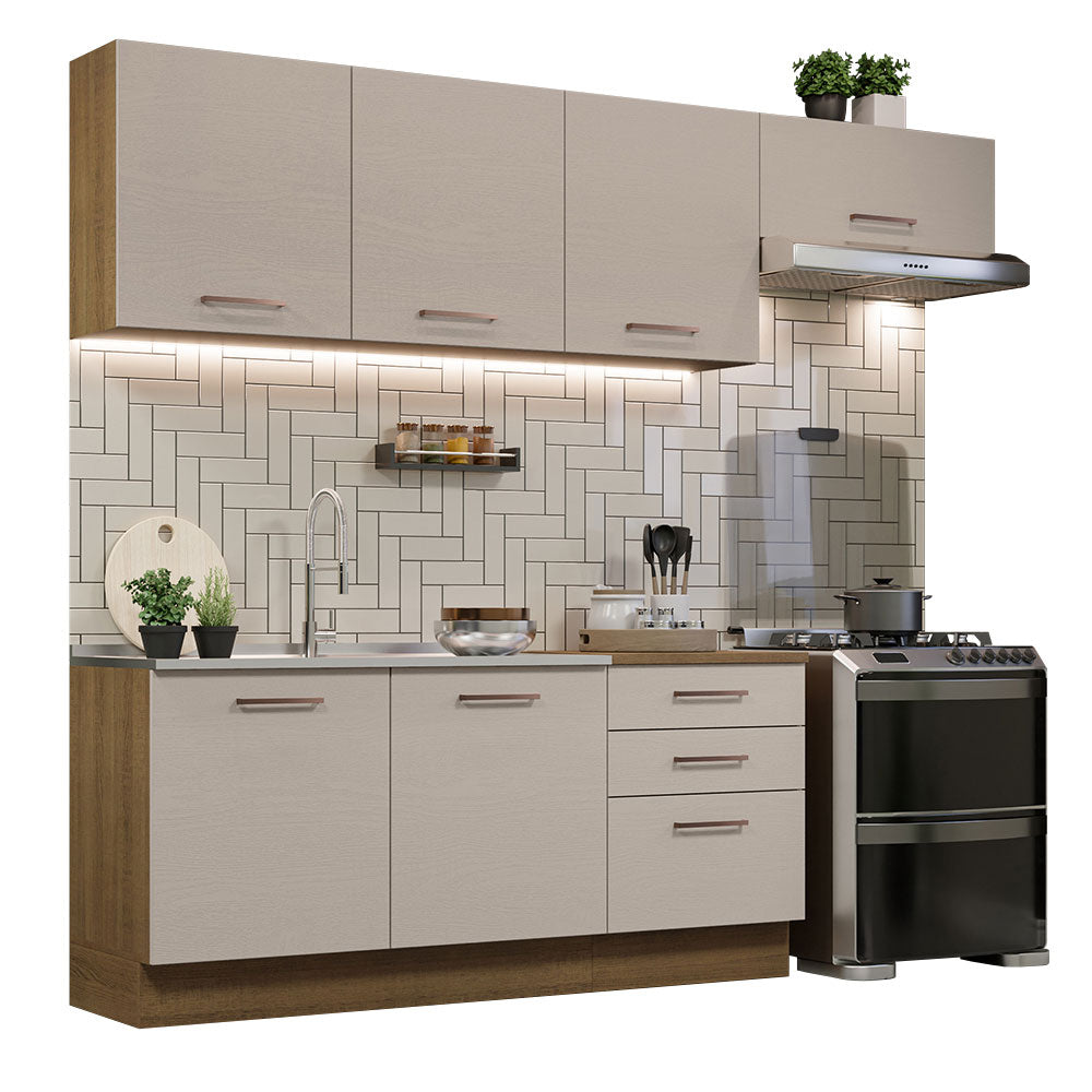 Cocina Integral Agata 2.60 m Marrón/Crema 02