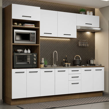 Cocina Integral Agata 2.70 Metros Marrón/Blanco 01