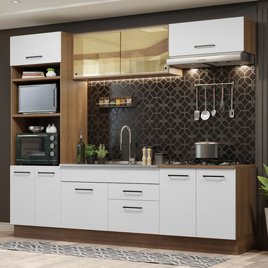 Cocina Integral Agata 2.70 Metros Marrón/Blanco 03