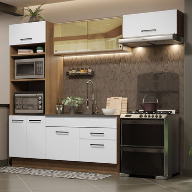 Cocina Integral Agata 2.70 Metros Marrón/Blanco 04