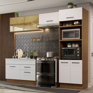 Cocina Integral Agata 2.70 Metros Marrón/Blanco 05