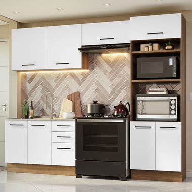 Cocina Integral Agata 2.70 Metros Marrón/Blanco 08