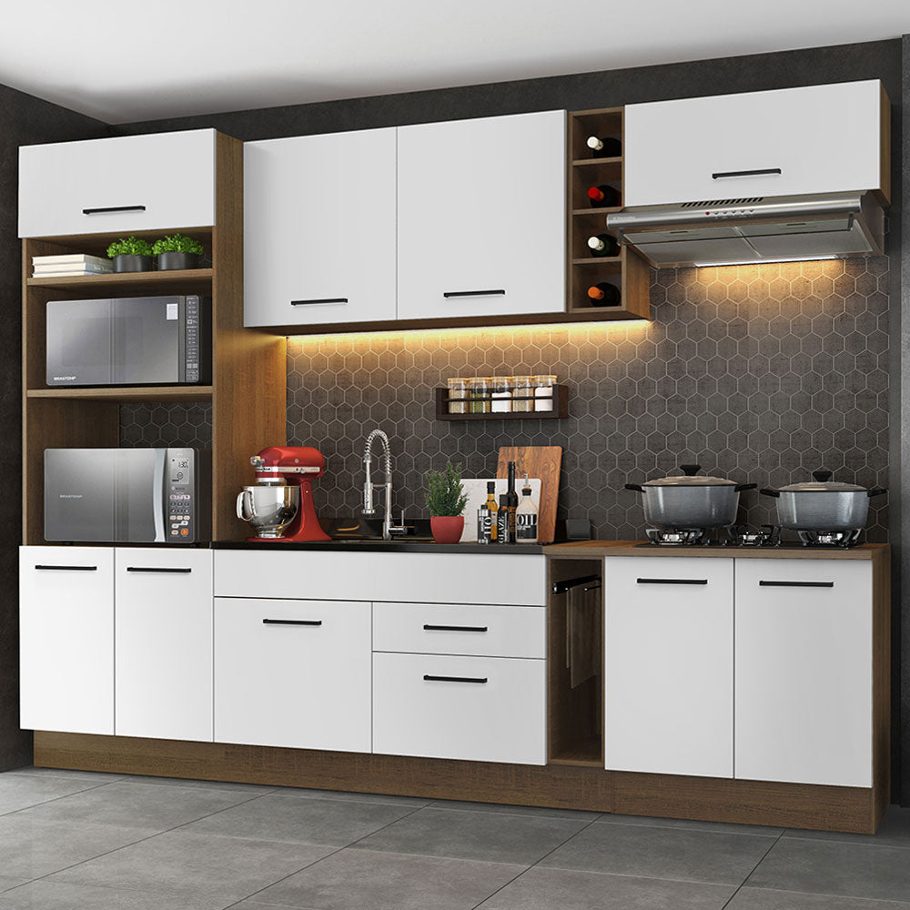 Cocina Integral Agata 2.90 Metros Marrón/Blanco 01