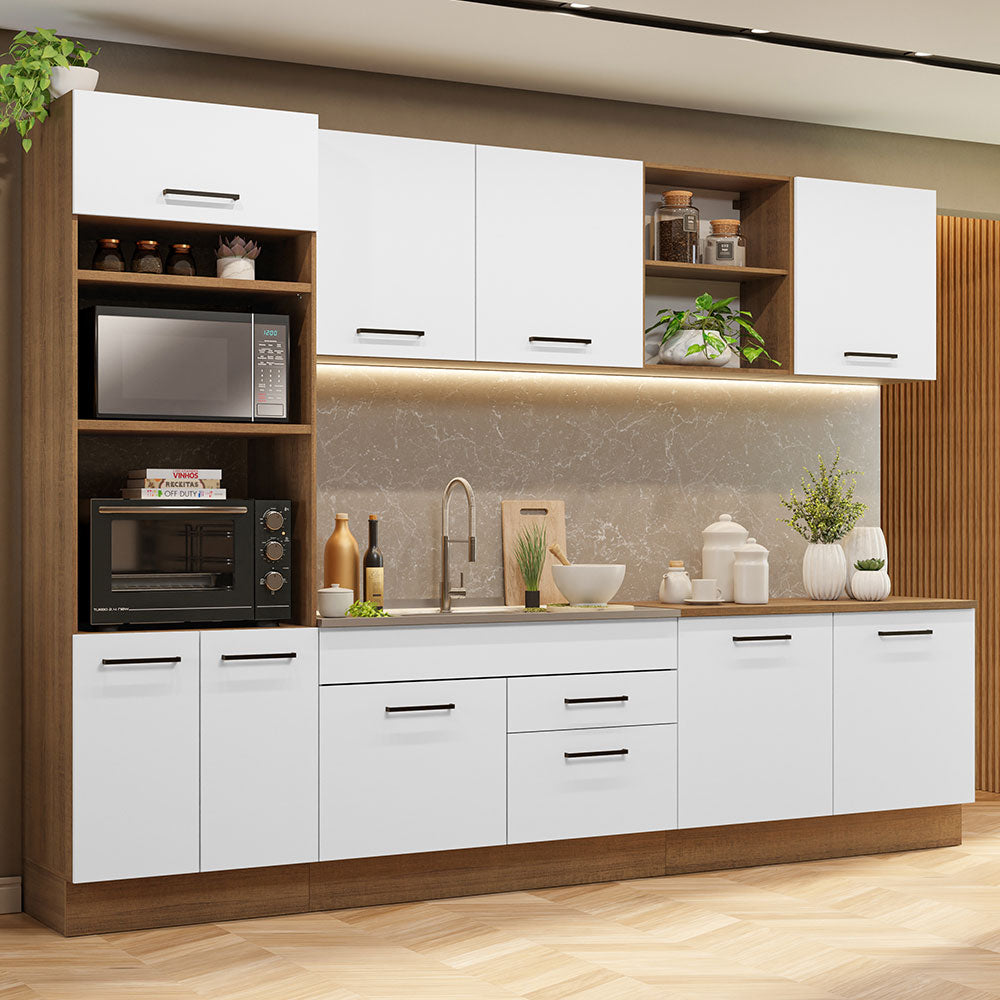 Cocina Integral Agata 3.10 Metros Marrón/Blanco 02