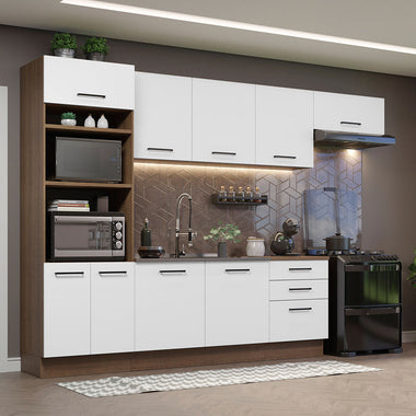 Cocina Integral Agata 3.30 Metros Marrón/Blanco 01