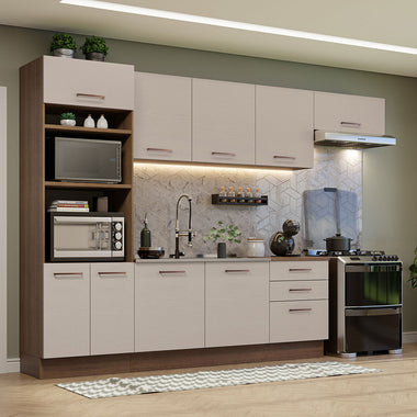 Cocina Integral Agata 3.30 Metros Marrón/Crema 01