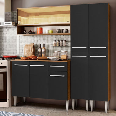 Cocina Integral Emilly Winter 1.70 Metros Marrón/Negro 08