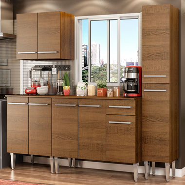Cocina Integral Emilly Sing 2.00 Metros Marrón