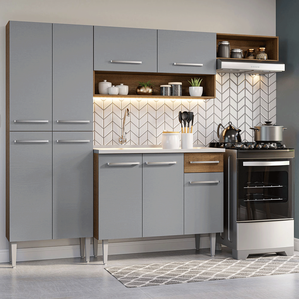 Cocina Integral Emilly 2.30 m con Mesón de Acero 12