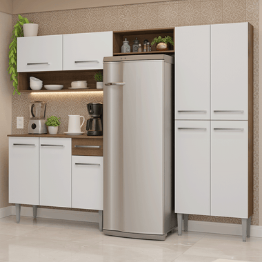 Cocina Integral Emilly 2.30 Metros Marrón/Blanco 17
