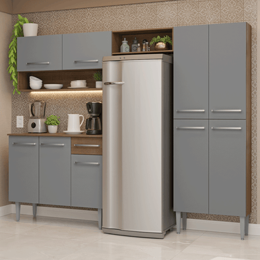 Cocina Integral Emilly 2.30 Metros Marrón/Gris 17