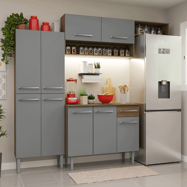 Cocina Integral Emilly 2.30 Metros Marrón/Gris 18
