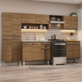 Cocina Integral Emilly 2.90 m con Mesón de Acero Marrón 08