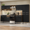 Cocina Integral Emilly 2.90 m con Mesón de Acero Marrón/Negro 09