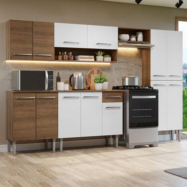 Cocina Integral Emilly 2.90 Metros Marrón/Blanco 10