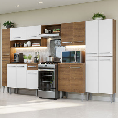 Cocina Integral Emilly 3.25 Metros Marrón/Blanco 02