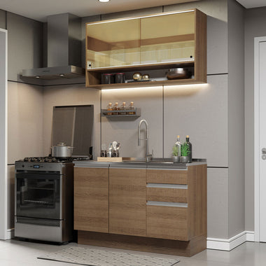 Cocina Integral Glamy 1.20 Metros Marrón 02