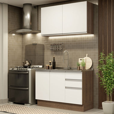 Cocina Integral Glamy 1.20 Metros Marrón/Blanco 03