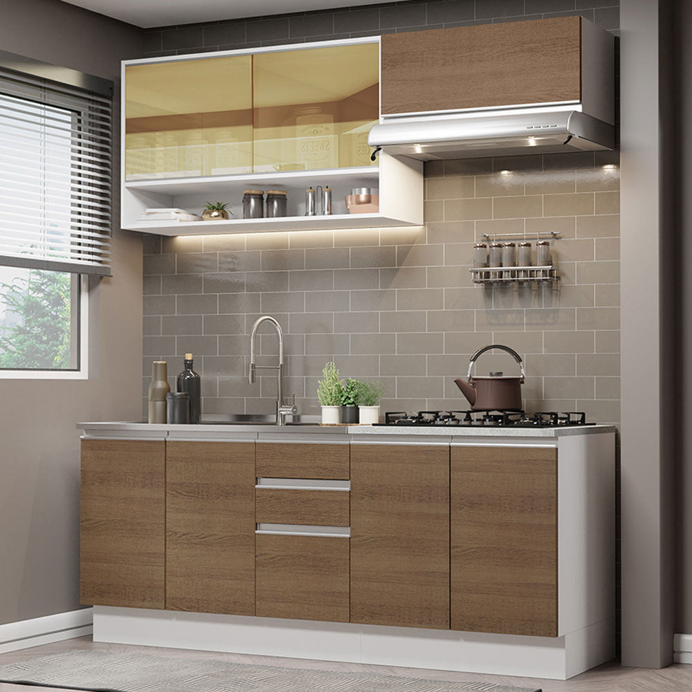 Cocina Integral Glamy 2.00 Metros Blanco/Marrón 03